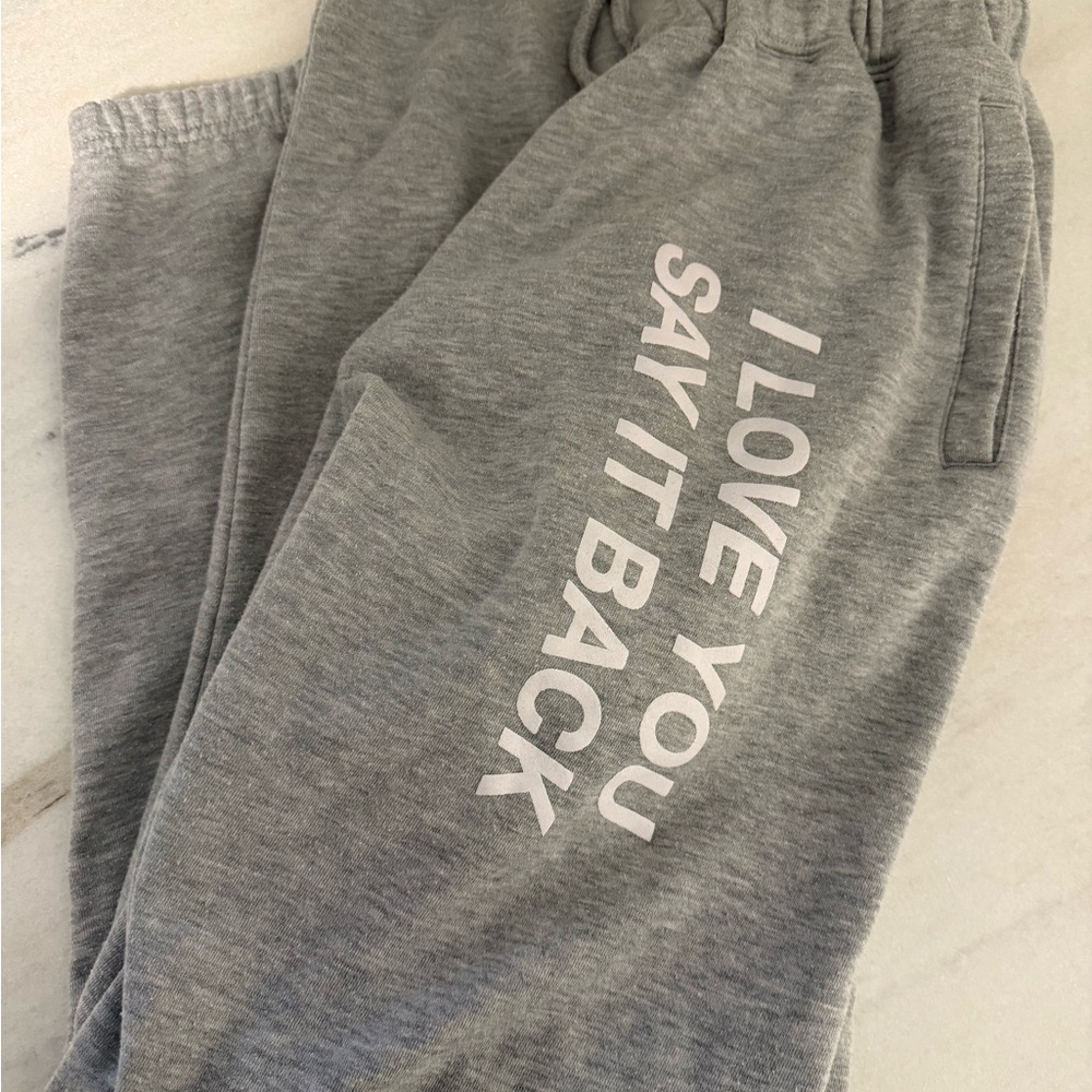 LONELY GHOST Gray I love you say it back Joggers